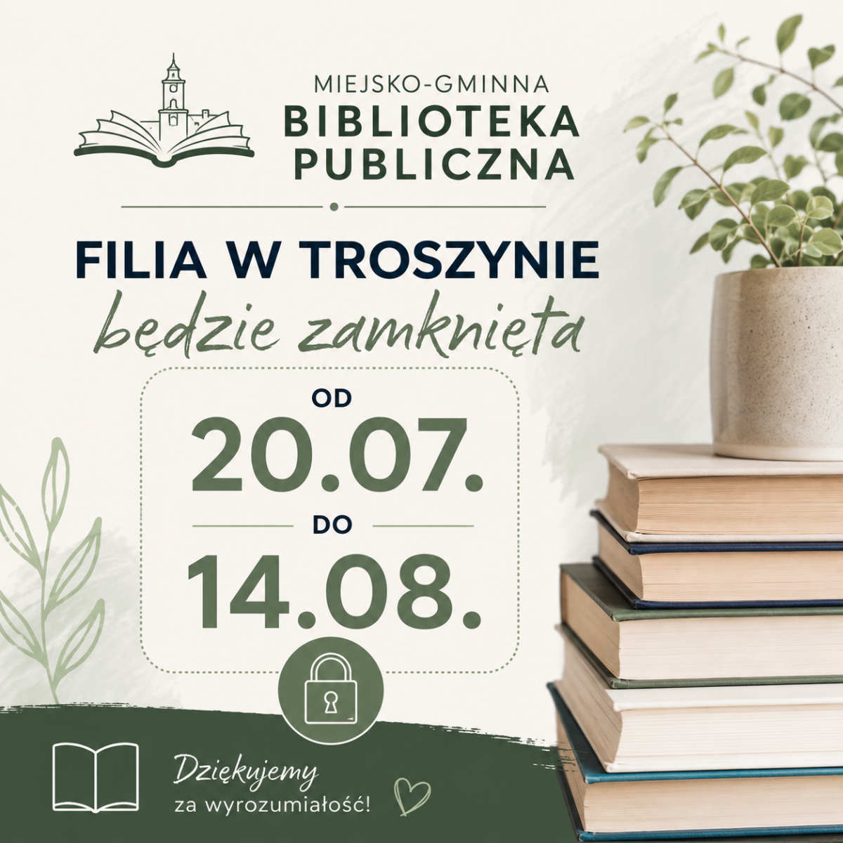 Zdjęcie: Biblioteka w Troszynie będzie nieczynna od 20.07 do 14.08