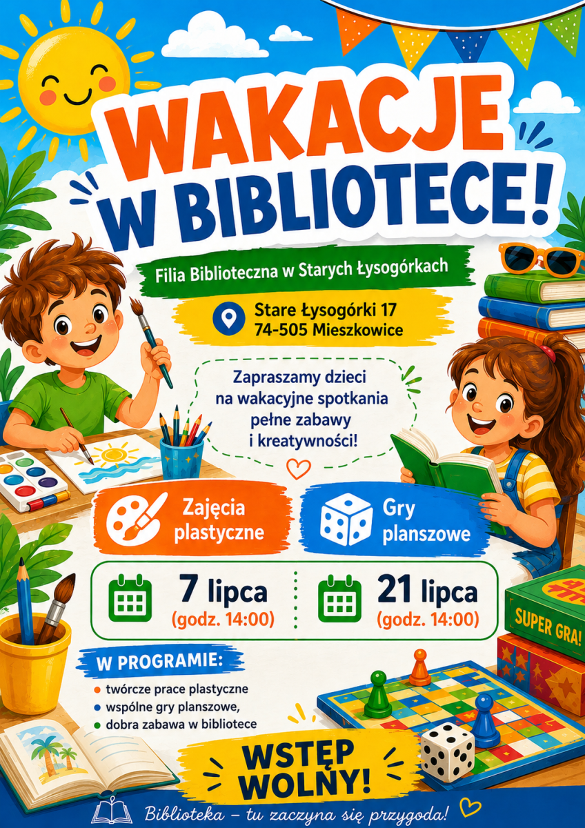 Zdjęcie: Wakacje w bibliotece Filia w Starych Łysogórkach